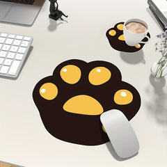 Yellow Faux Leather Mouse Pad Coaster Set for Desktop Computer