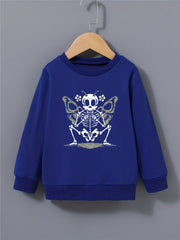 Kid's Halloween Butterfly Skeleton Sweatshirt Crew Neck Pullover