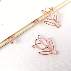 20pcs Rose Tulip Paper Clips Flower Bookmarks for Home & Office