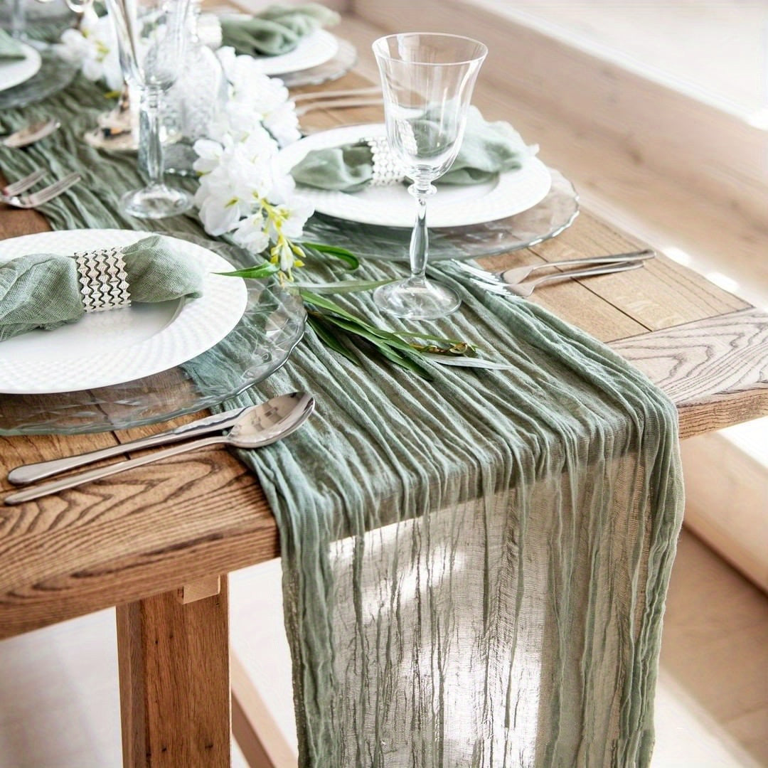 Boho Cheesecloth Table Runner for Wedding Reception Bridal Shower