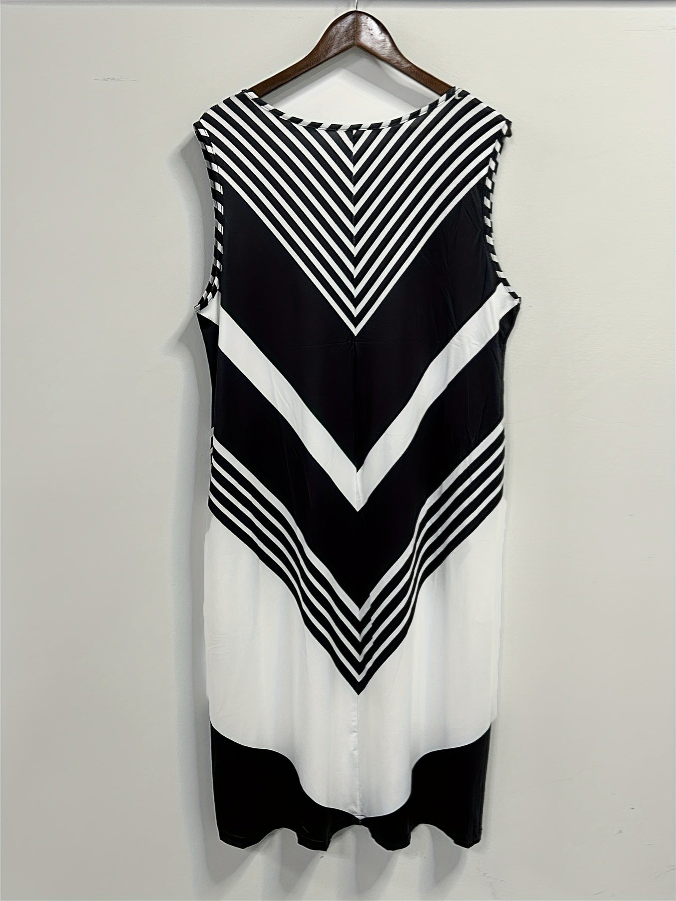 Stripe Print Tank Dress With Pockets
