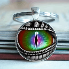 Vintage Lizard Eyes Keychain Necklace Bag Charm