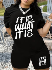 Casual Two piece Set Loose T shirt & Skinny Short Outfit
