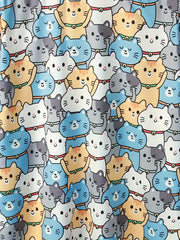 Men's Casual Cat Pattern Short Sleeve Shirt