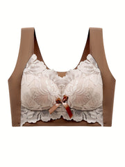 Floral Lace Wireless Bra Comfy & Stretchy Intimates Women's Lingerie