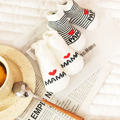Baby Girls MAMA PAPA Print Striped Knit Socks Soft