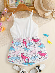Toddler Girls Cartoon Bear Cami Rompers Jumpsuits for Beach Vacation