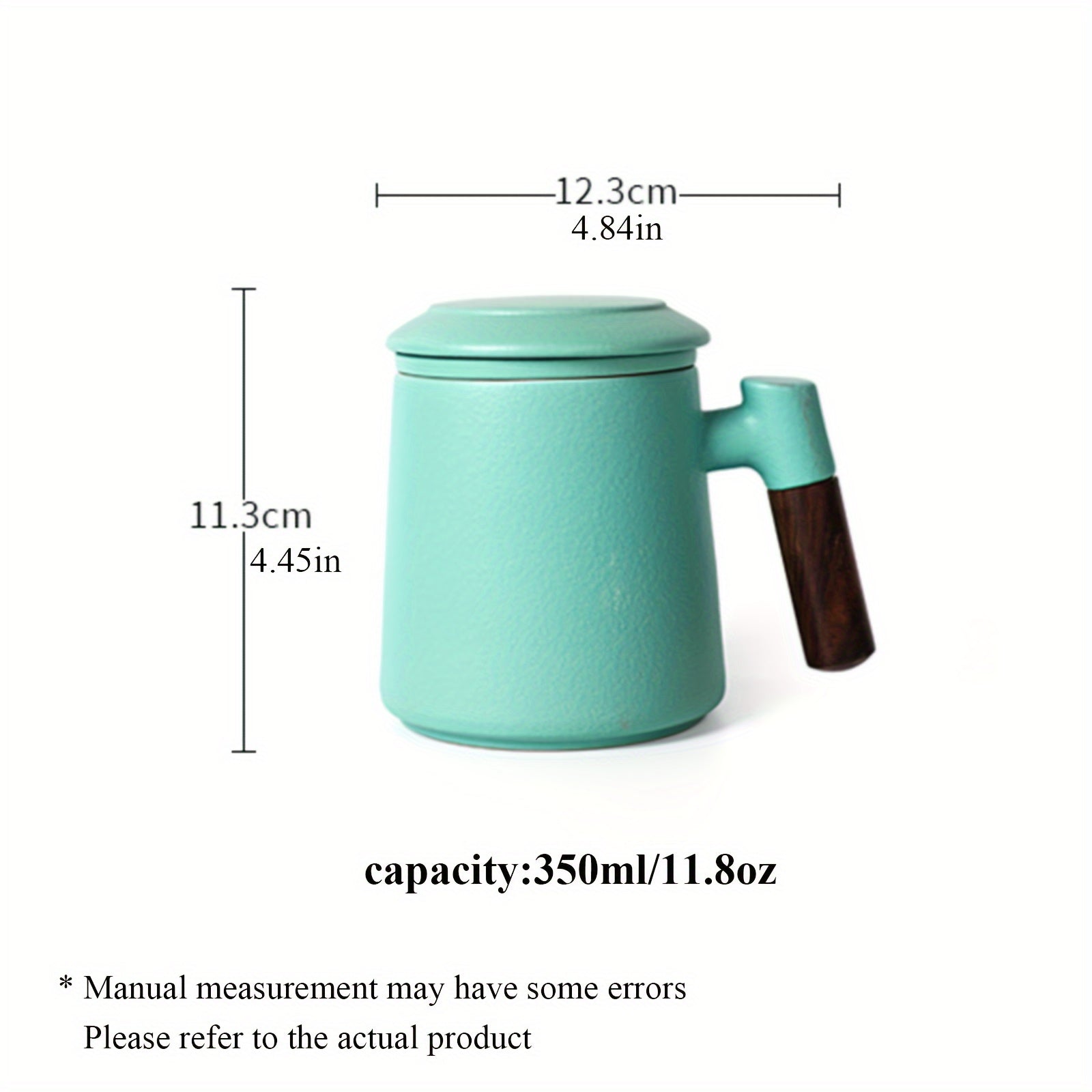 Ceramic Coffee Mug with Stainless Steel Filter and Wood Handle