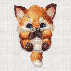 Cross Stitch Kit Fox Cub 14CT Unprinted Canvas