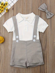 Newborn Baby Boys Gentleman Outfits Romper Top Pants Bowtie Set