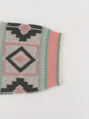 Geo Pattern Long Sleeve Open Front Sweater Cardigan