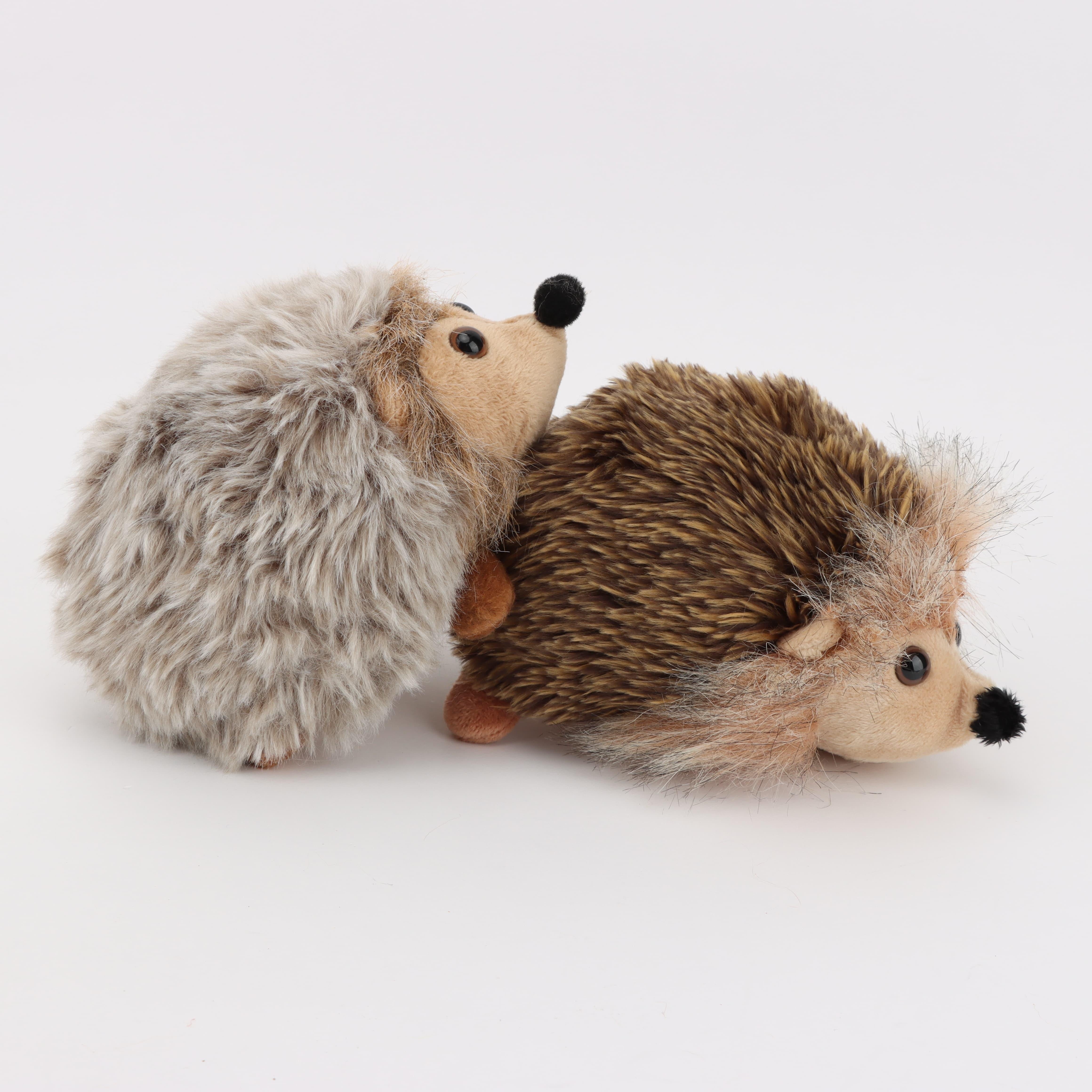 Soft Hedgehog Stuffed Animal Plush Doll Brown & Fur Nose & Eyes