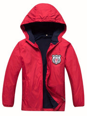 Boys Zip Up Hooded Jacket Raincoat Windbreaker Outerwear