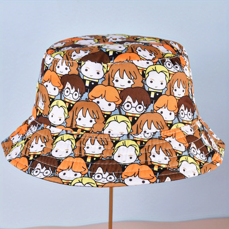 Kids Sunshade Bucket Hat With Cat Print