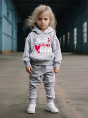 OERYUI Kids Breathable Activewear Set MOM IS MY LOVE Print Hoodies Pants Set