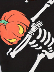 Halloween Pajamas Boys Girls Pumpkin Skeleton Print Toddler Kids Pjs Set