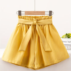 Girls Belted Shorts Comfortable Casual Pants Kids Summer Beach