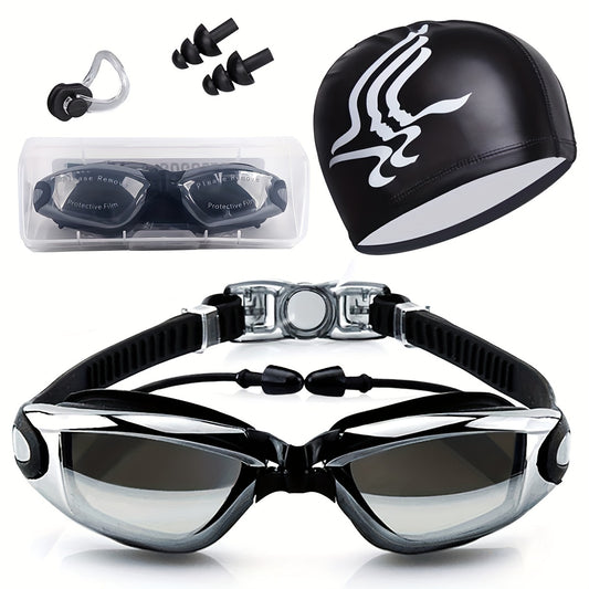 Swim Goggles Set with Nose Clip & Ear Plugs