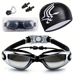 Swim Goggles Set with Nose Clip & Ear Plugs