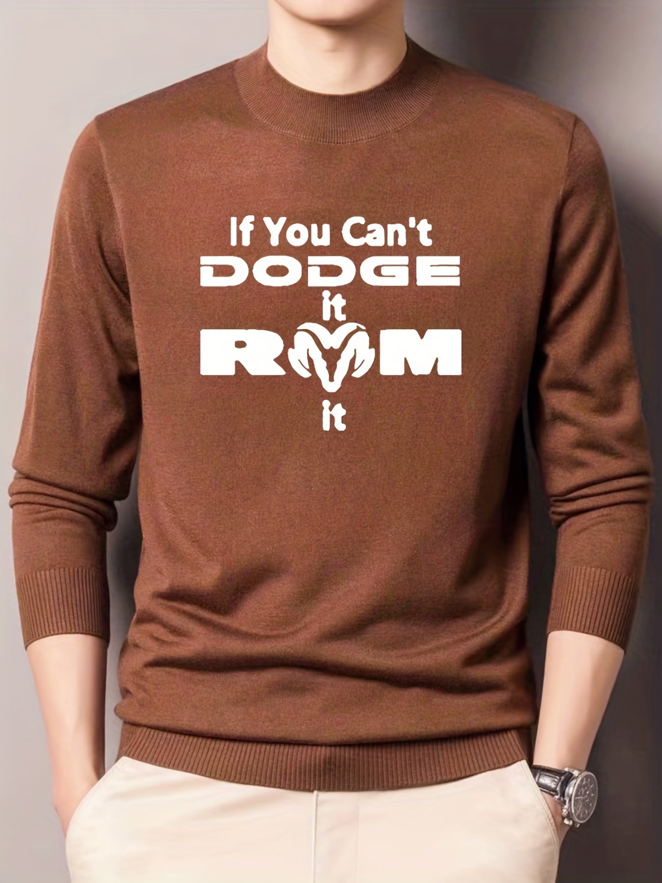 Slogan Print Knitted Sweater for Men