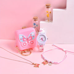 Soft Silicone Butterfly Princess Girls' Watch & Coin Purse Gift Set