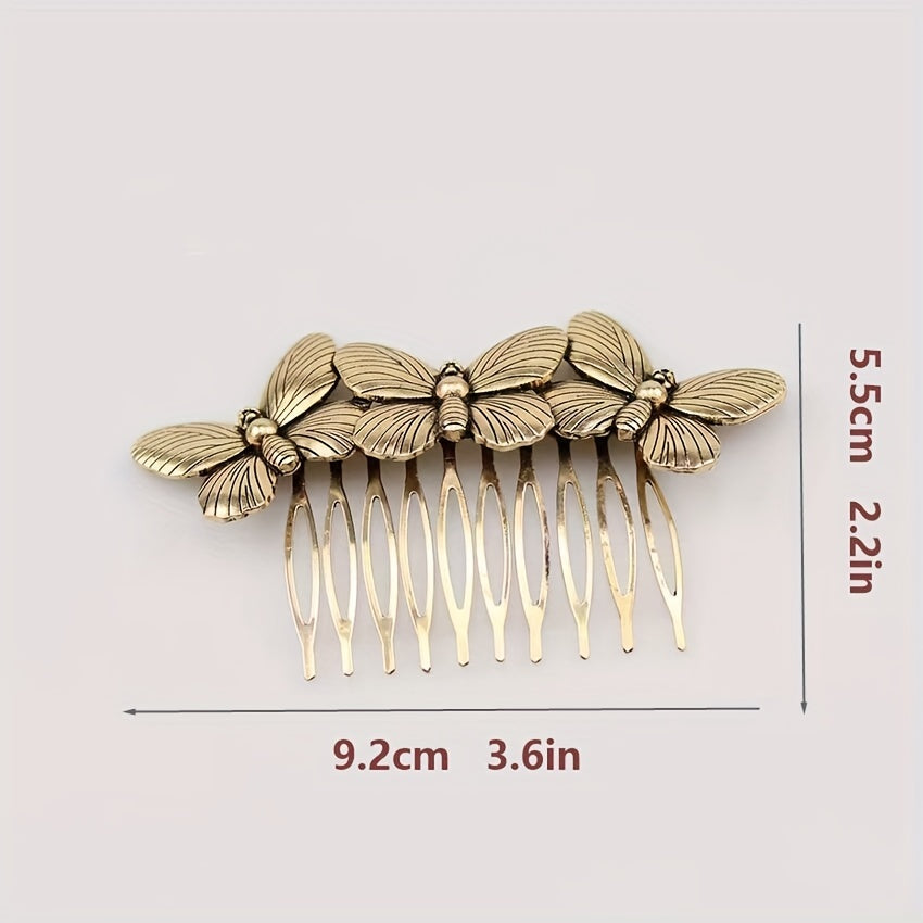 Bronze Butterfly Hair Comb Vintage Barrette Hair Accessories