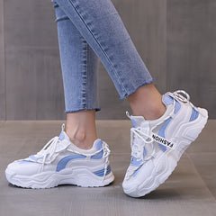 Chunky Mesh Lift Sneakers Breathable Low Top Shoes Women's Footwear