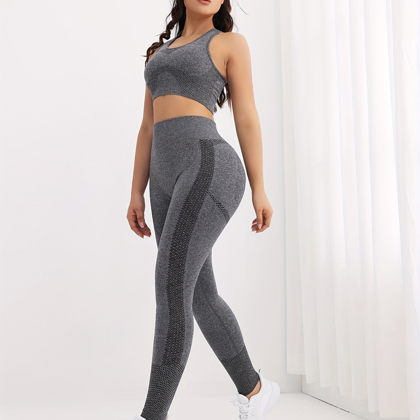 Slim Fit Yoga Set Crop Top & Seamless Fitness Pant Sports Suit