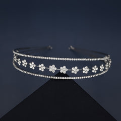 Rhinestone Flower Stretch Headband Adult Mini Hairband Party Hair Accessories