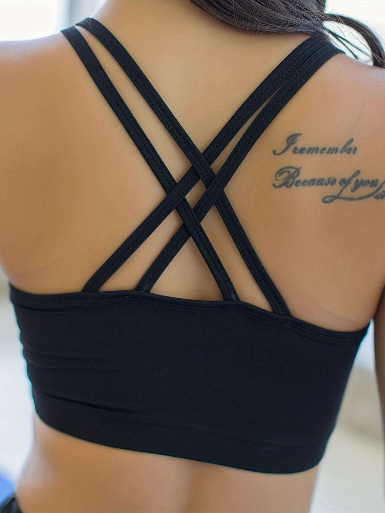 Criss Cross Back Sports Bra with Removable Pads