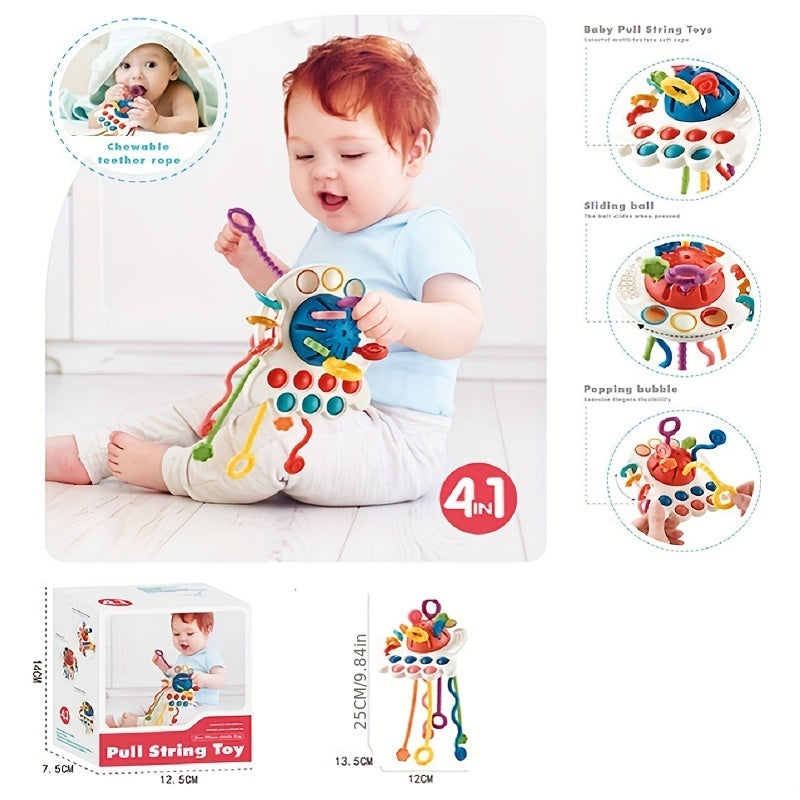 Red Octopus Pull String Toy for Babies