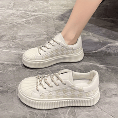 Women's Plaid Pattern Sneakers Casual Shell Toe Outdoor Shoes