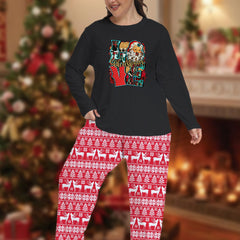Christmas Casual Pajamas Set Santa Claus & Elk Print Tee
