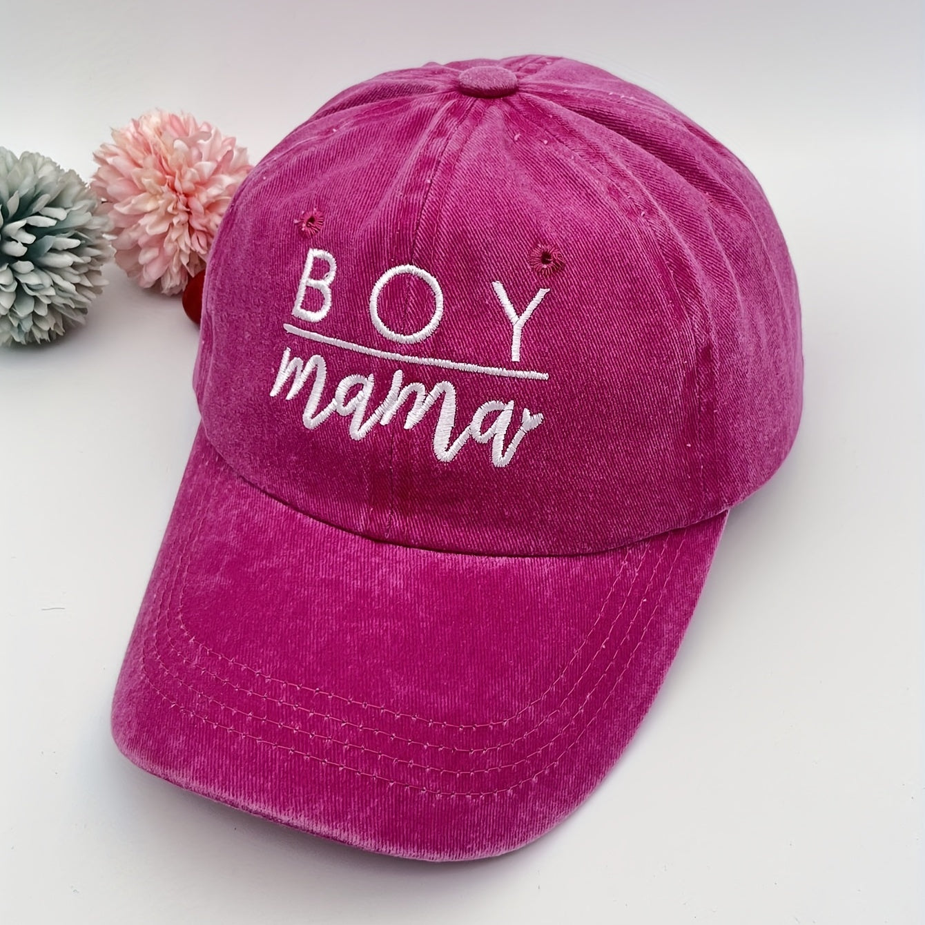 BOY MAMA Embroidery Baseball Cap Distressed Sun Hat