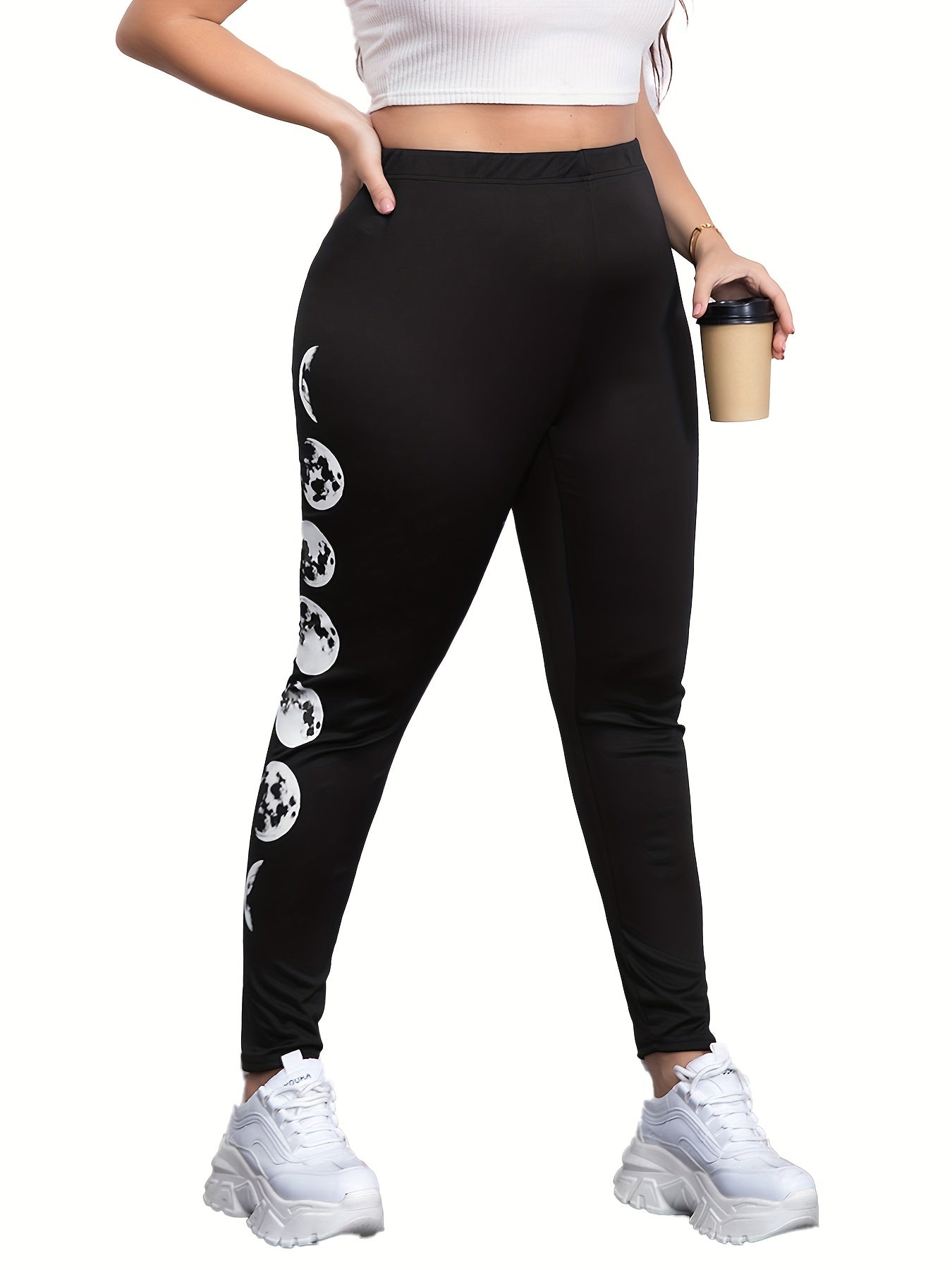 Moon Print High Rise Skinny Leggings