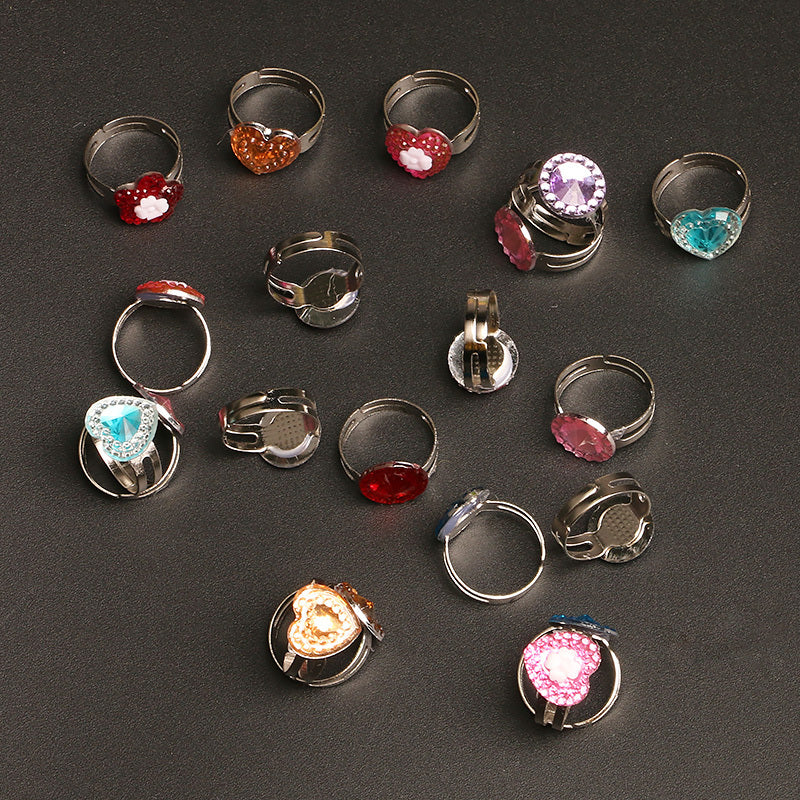 10pcs Kids Crystal Gem Cartoon Rhinestone Ring Set