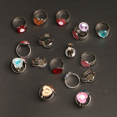 10pcs Kids Crystal Gem Cartoon Rhinestone Ring Set