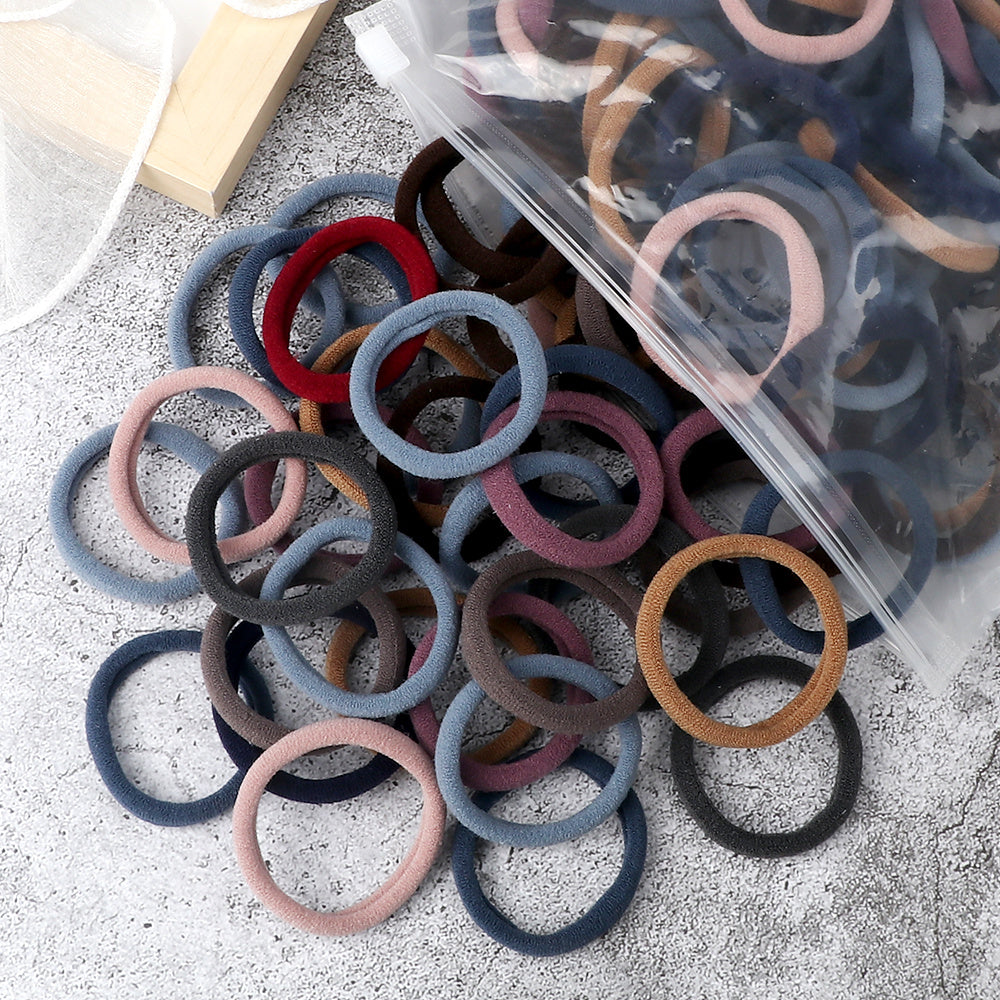 50pcs Girl Mixed Colors Hair Ties High Elastic Hair Accessories