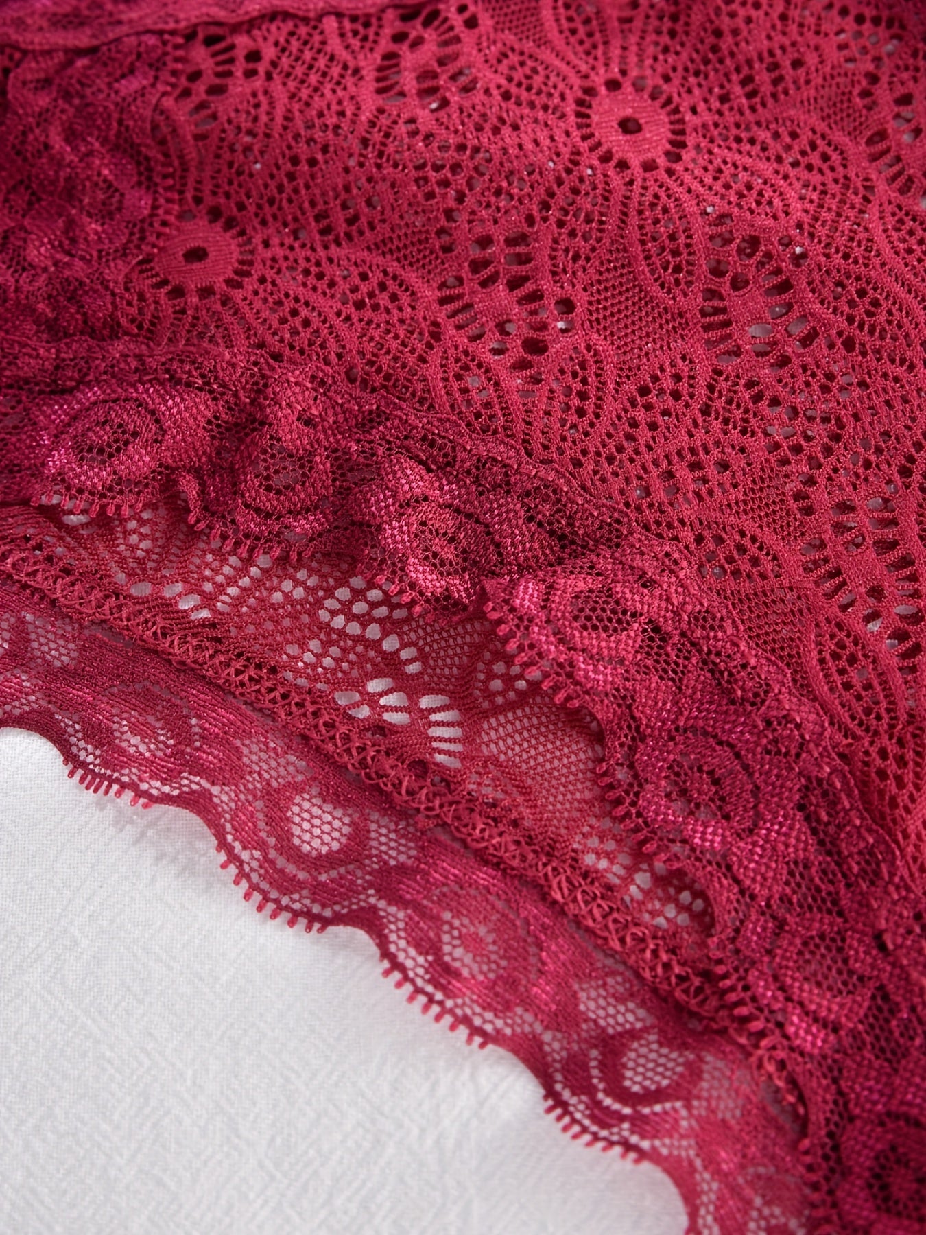 4pcs Floral Lace Briefs Scallop Trim Panties Women's Lingerie