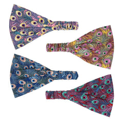 Peacock Feather Pattern Boho Stretch Headbands