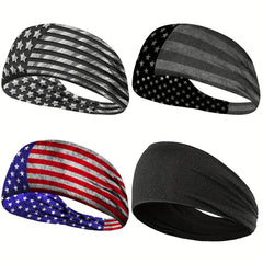 American Flag Pattern Headband Soft Sweat Absorbing Hairband