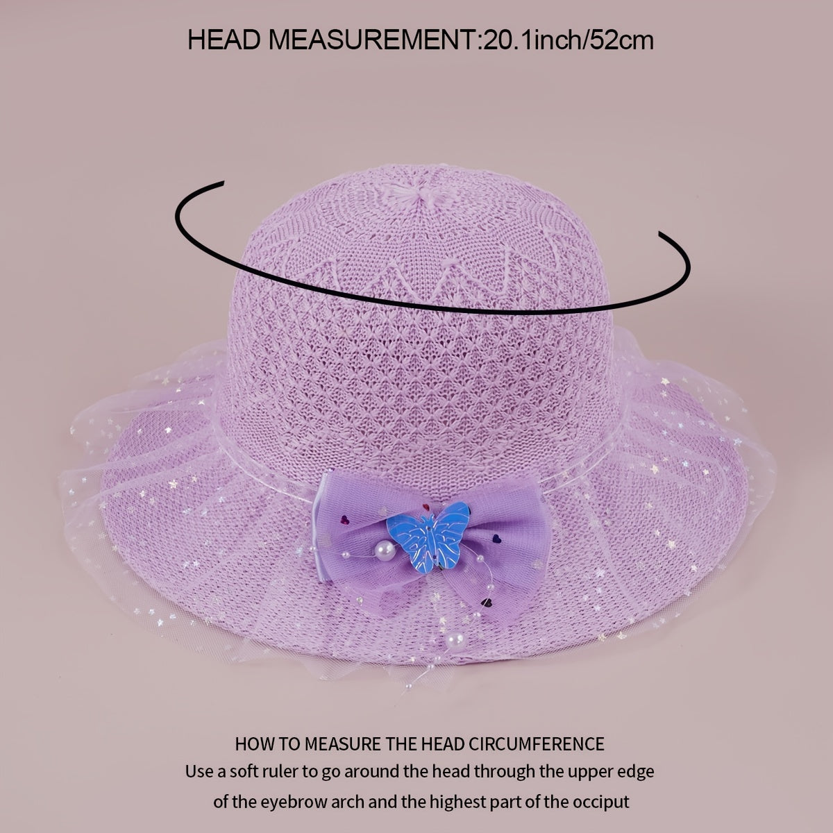 Girls Faux Pearl Bow Lace Hat Straw Sun Protection Kids Accessories