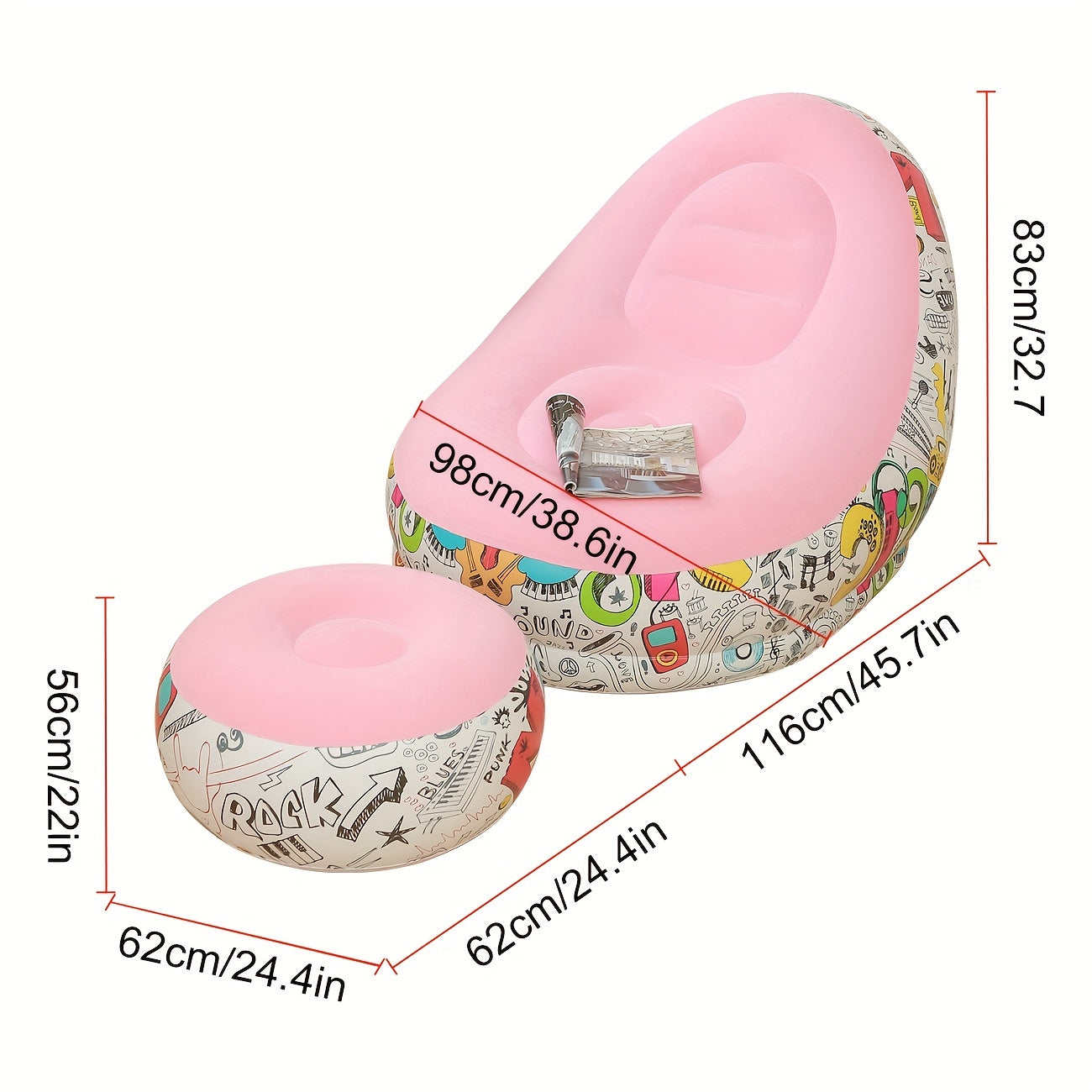 Inflatable Flocking Sofa Graffiti Design Lazy Lounge Chair