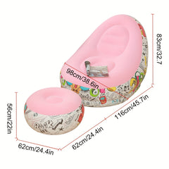 Inflatable Flocking Sofa Graffiti Design Lazy Lounge Chair