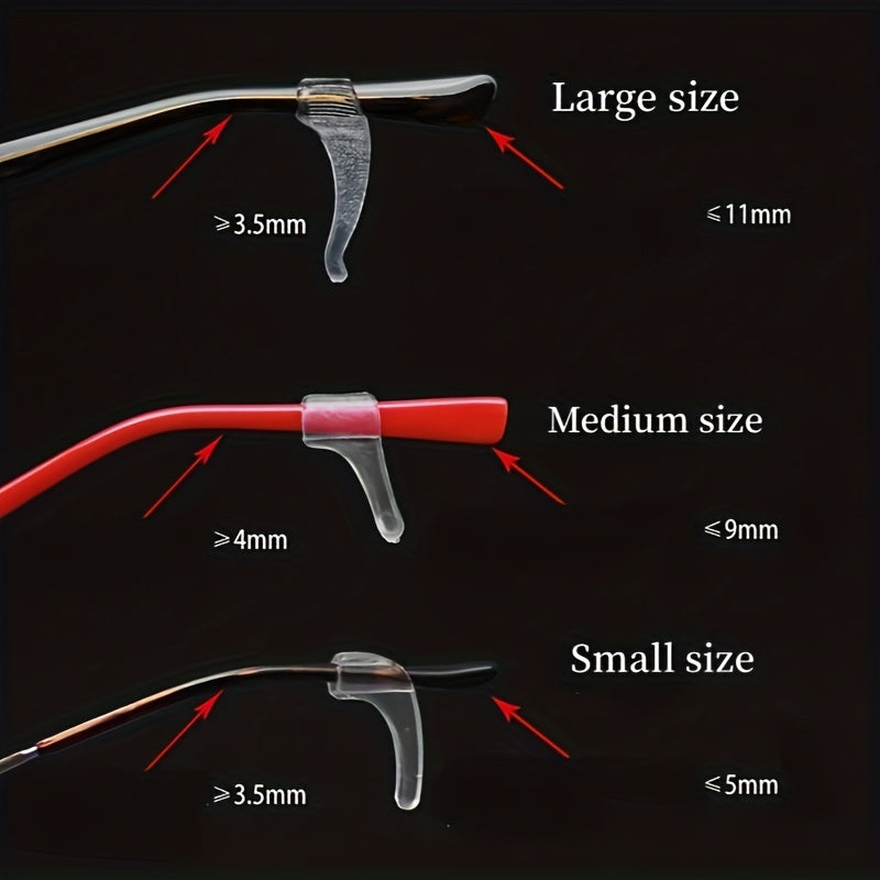 3 Pairs Glasses Ear Hook Non Slip Silicone Leg Tip Fixer