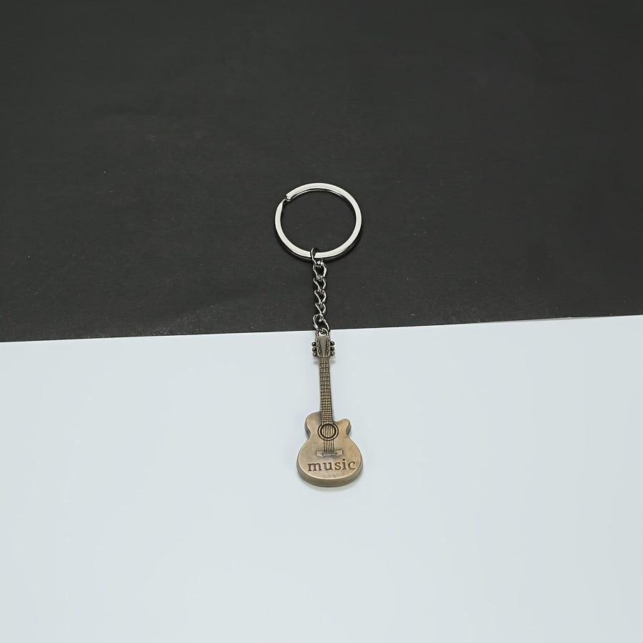 Metal Guitar Keychain Pendant Accessory Christmas Gift