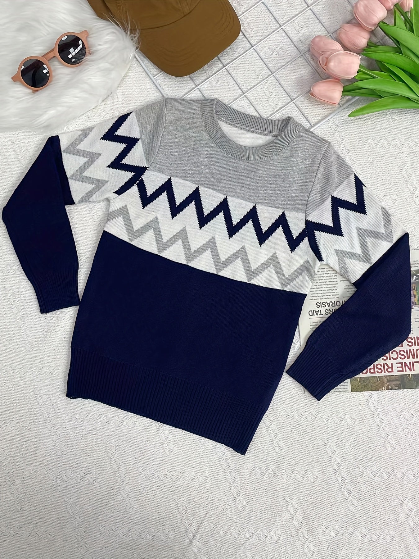 Boys Double Layer Thick Warm Pullover Sweater