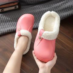 Warm Plush Lined Home Slippers Waterproof & Anti Slip House Slippers