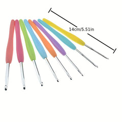 8pcs Crochet Hooks Set Ergonomic Handles Aluminum Hooks 2.5mm-6mm