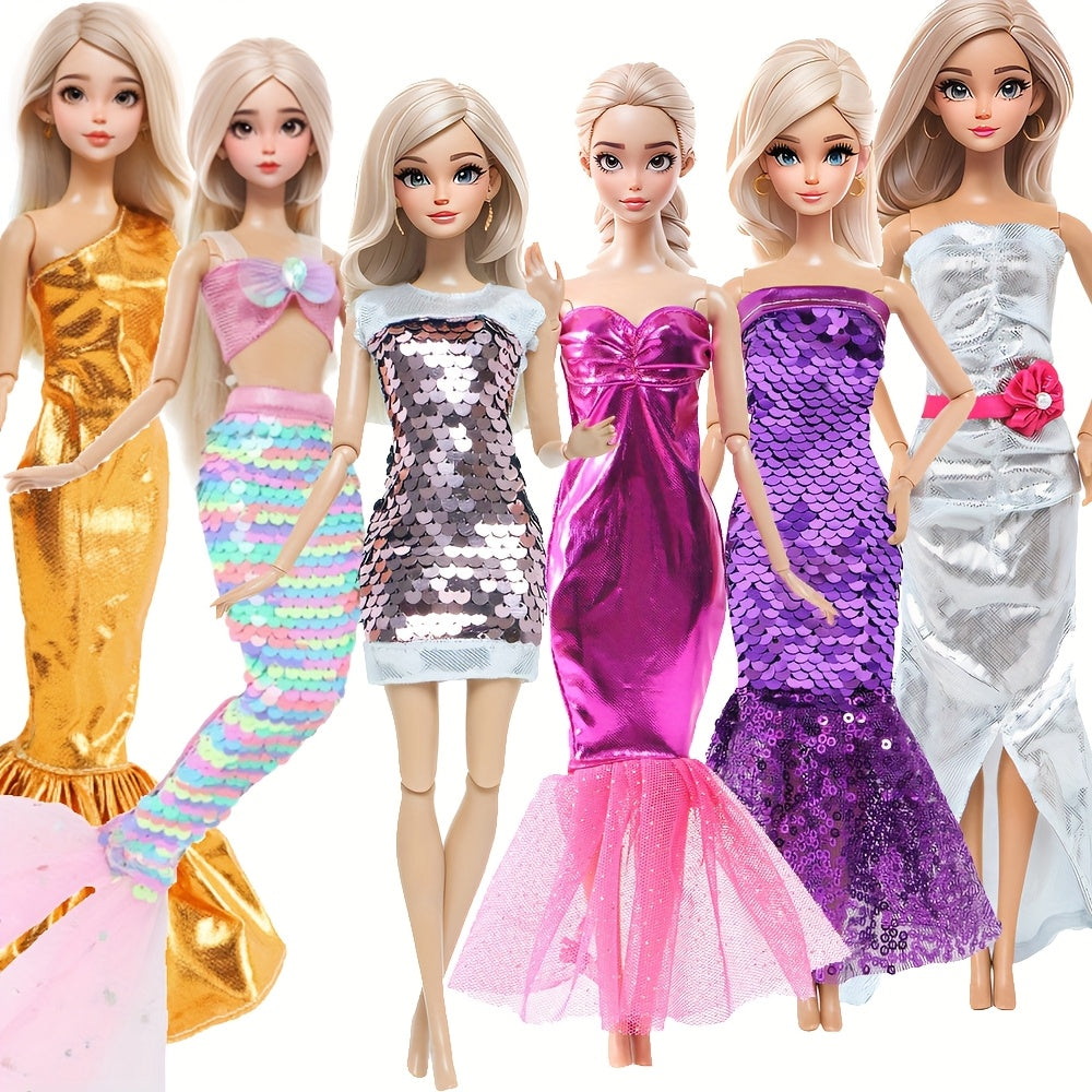 6-Piece Sequin Dress Suit for Doll - Dreamy Fairy Tale Princess Outfit